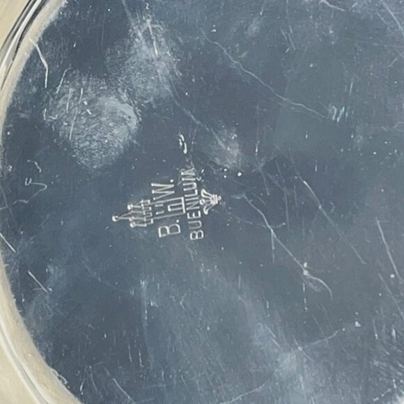 3 pc B. W Buenilum Hand-Wrought Hammered Aluminum Serving Dish, lid & stand vtg - Picture 4 of 4